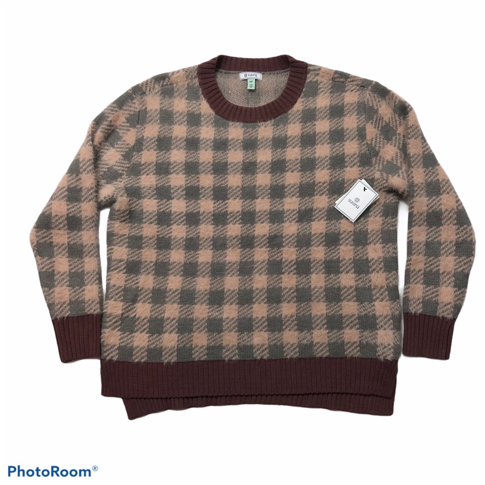 Susina pink smoke buffalo check sweater med petite